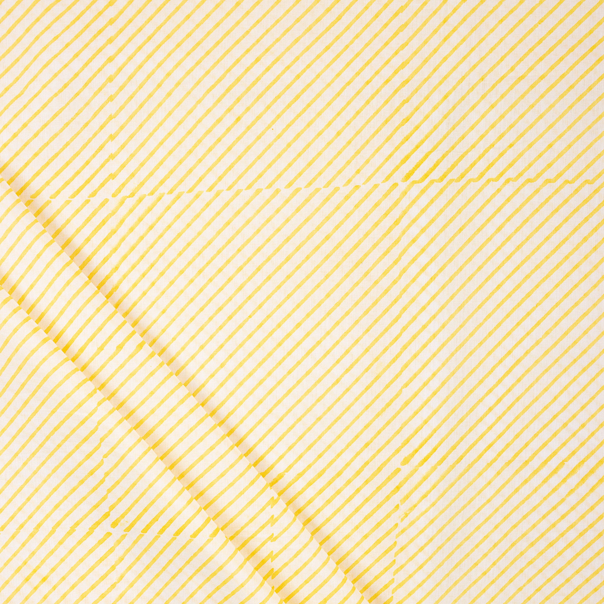 Yellow Striped Hand Blocked Pure Cotton Material Fabric