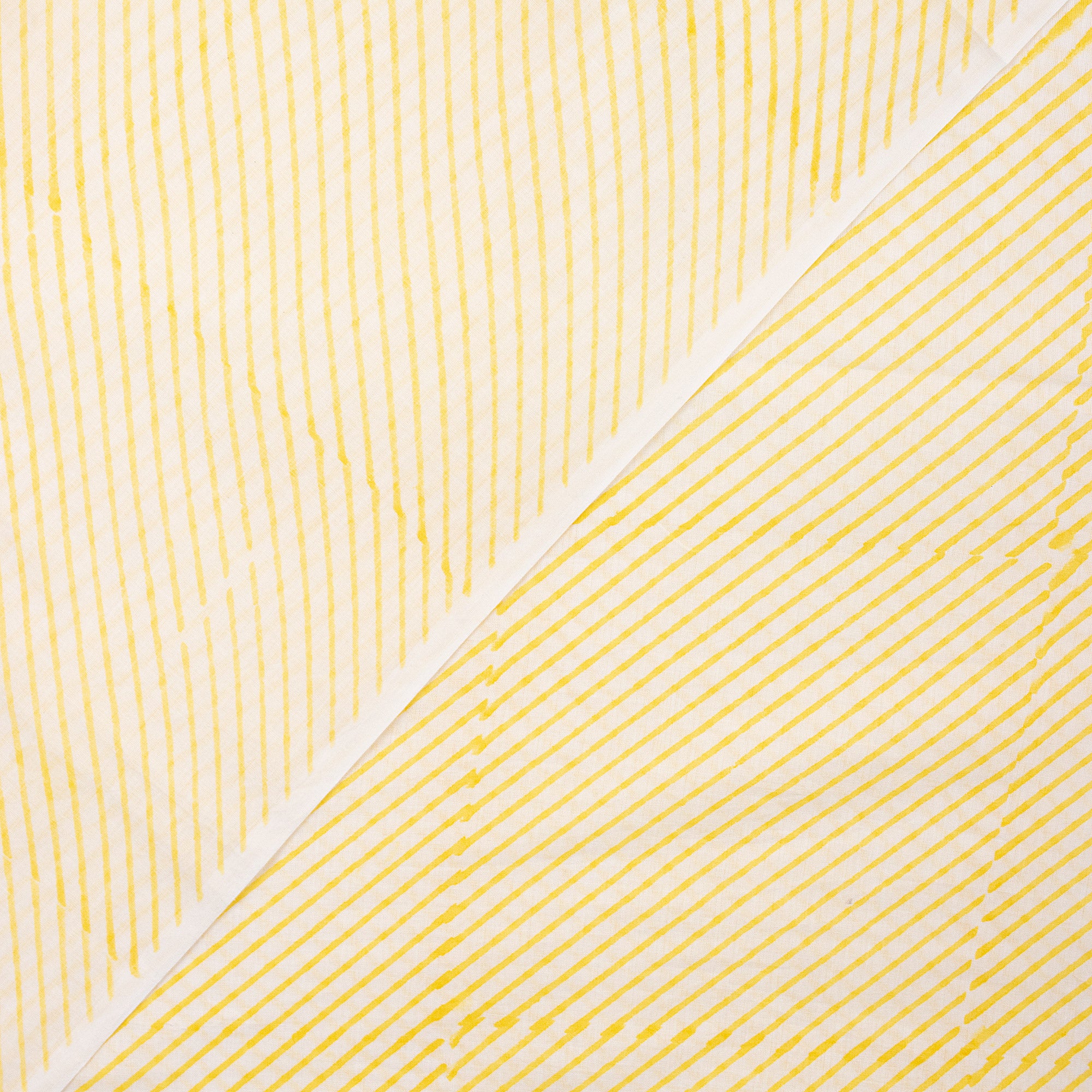 Yellow Striped Hand Blocked Pure Cotton Material Fabric