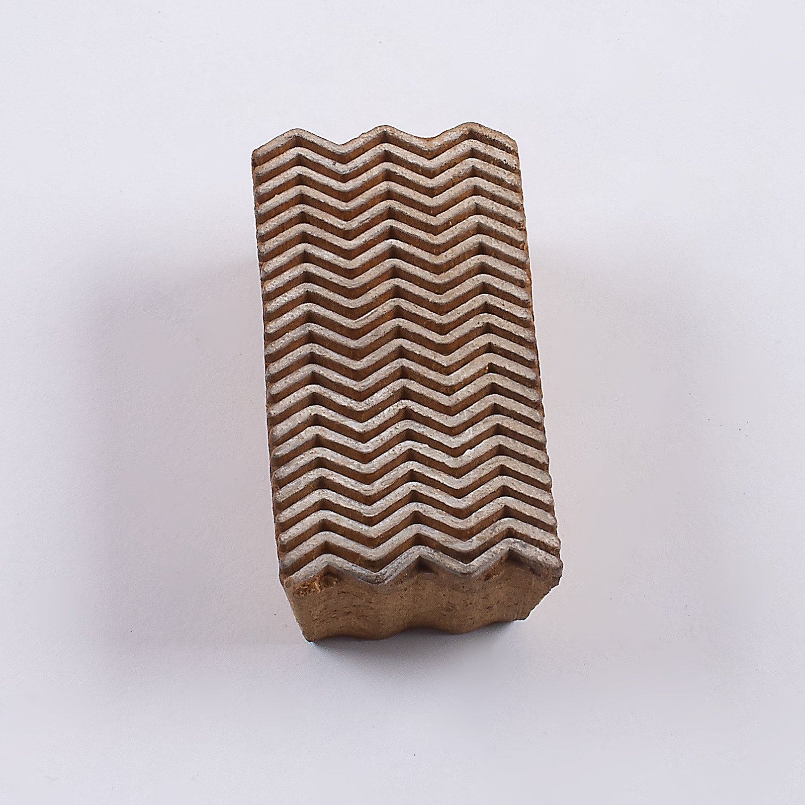 Zig Zag Carved Wooden Block