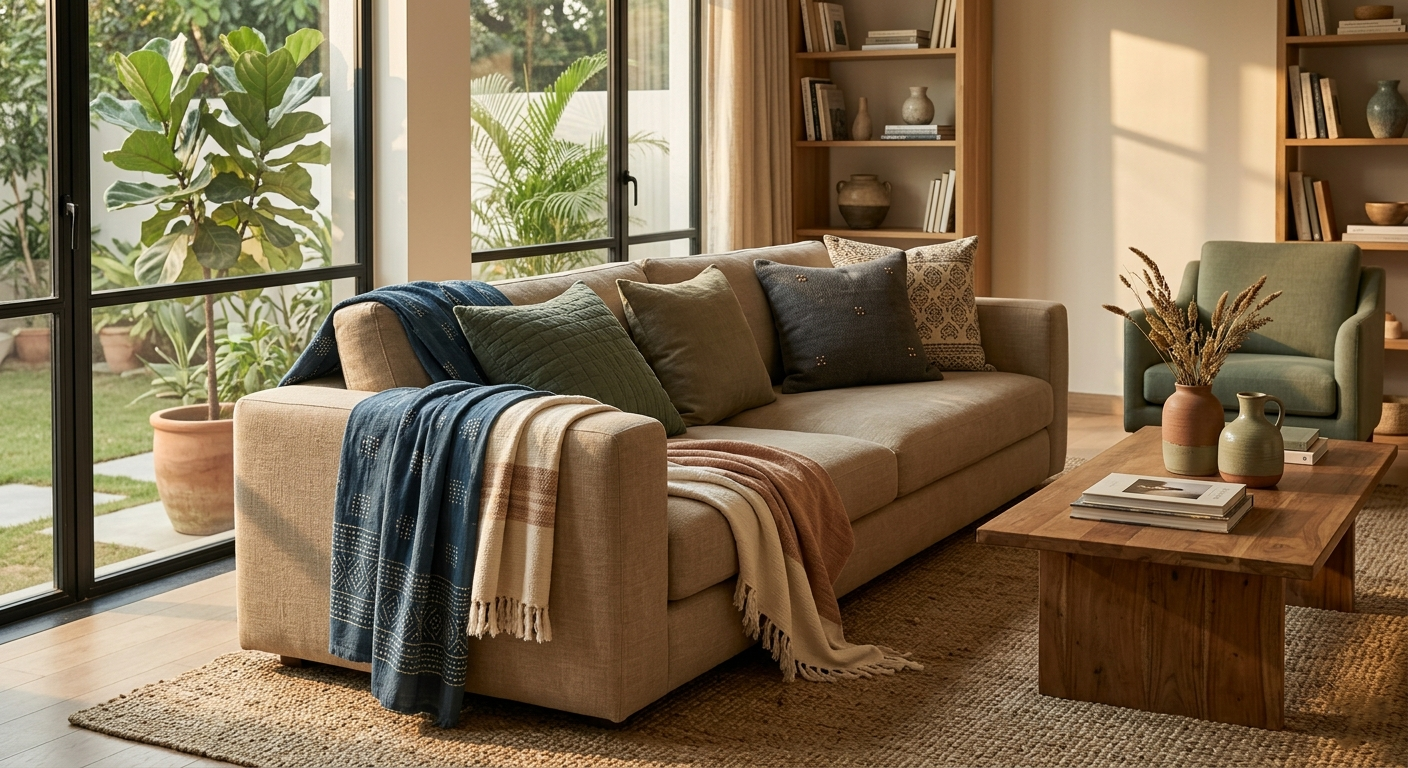 Throws and Blankets for Sofas: How DMAASA Styles Modern Living Rooms