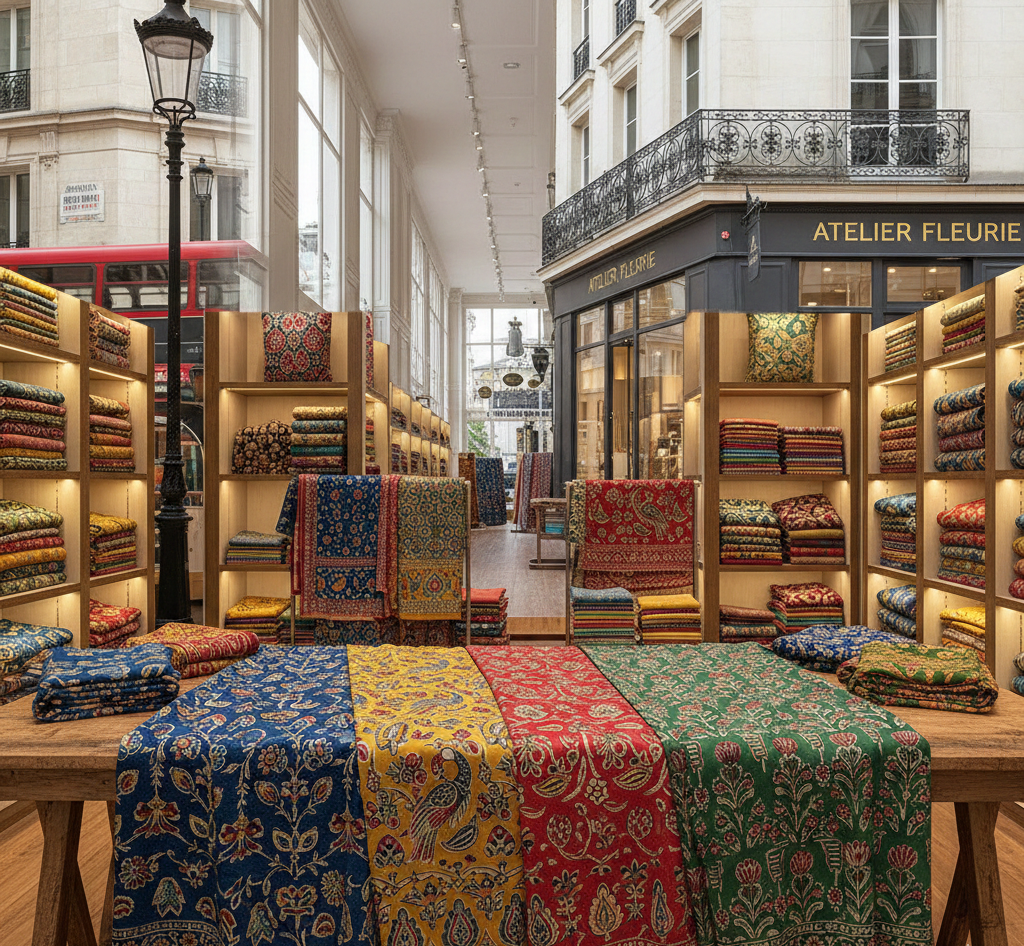 Organic Cotton Hand Block Print Fabric in London & Paris