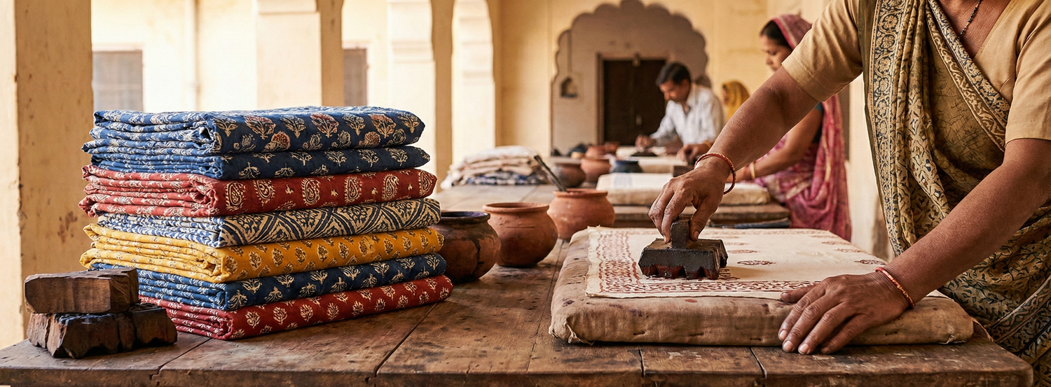 Hand Block Pirnt Fabric Process