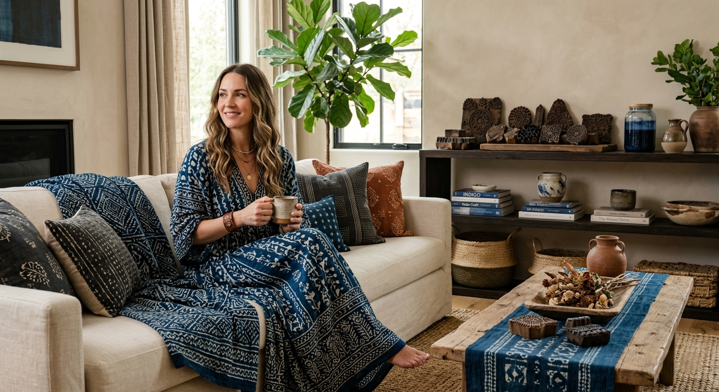 Woman Taking a Tea Traditional Dress