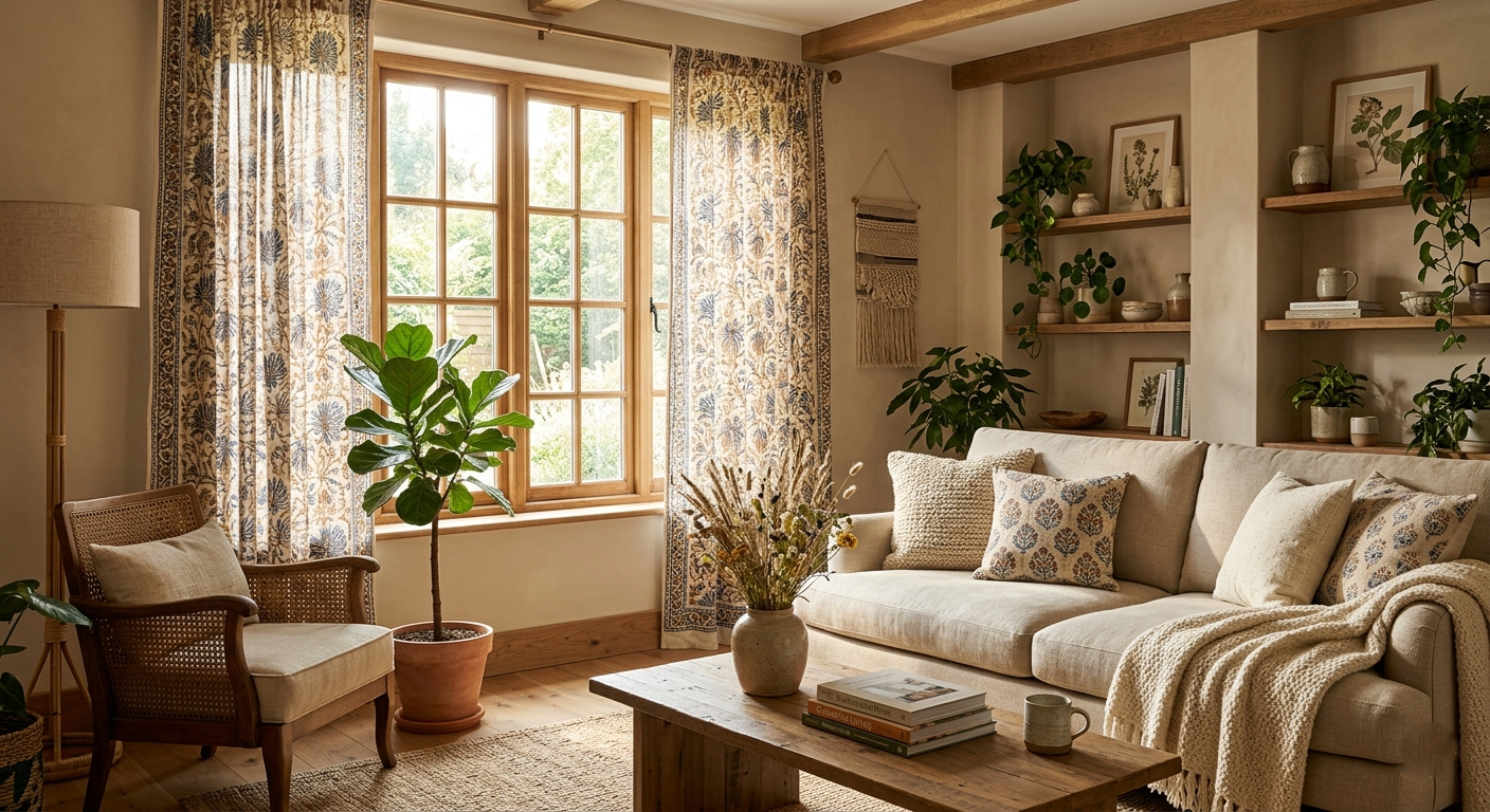Hand Block Print Curtains Eco-Friendly