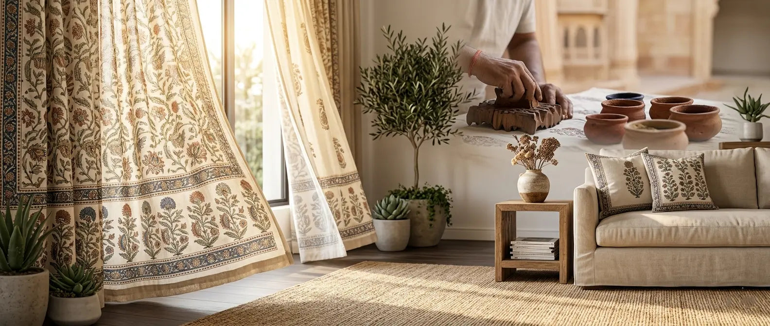Hand Block Print vs Machine Printed Curtains