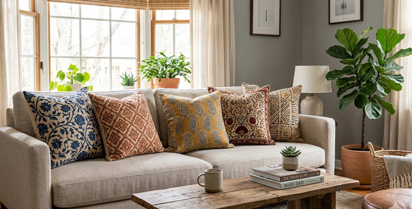 Buy Indian Hand Block Cushion Covers in the USA