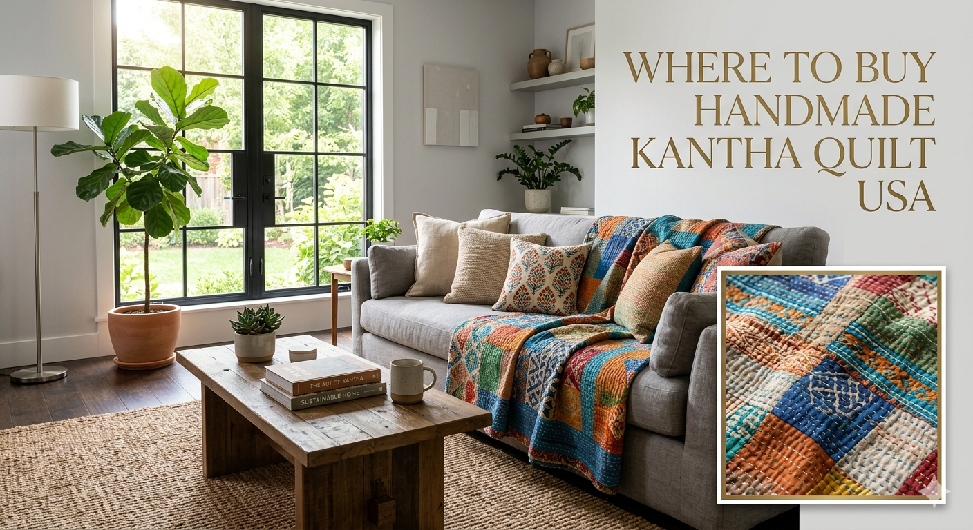 Buy Handmade Kantha Quilt USA