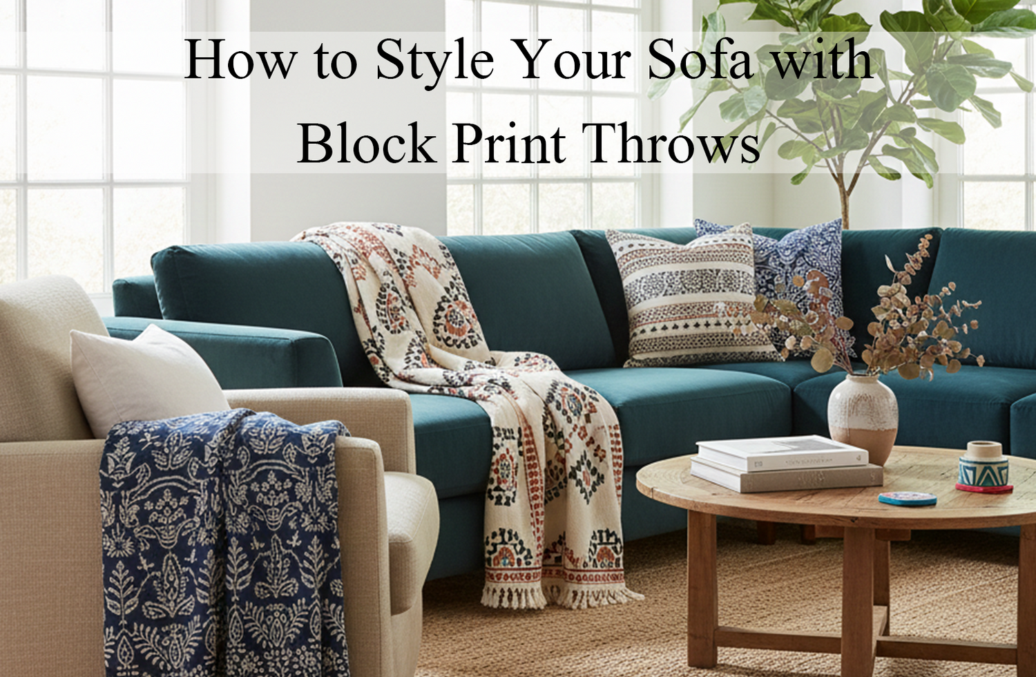 Hand Block Printed Sofa Throw Blanket