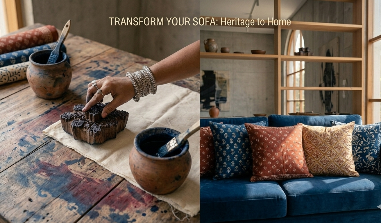 Transform Your Sofa with Hand Block Printed Cushion Covers