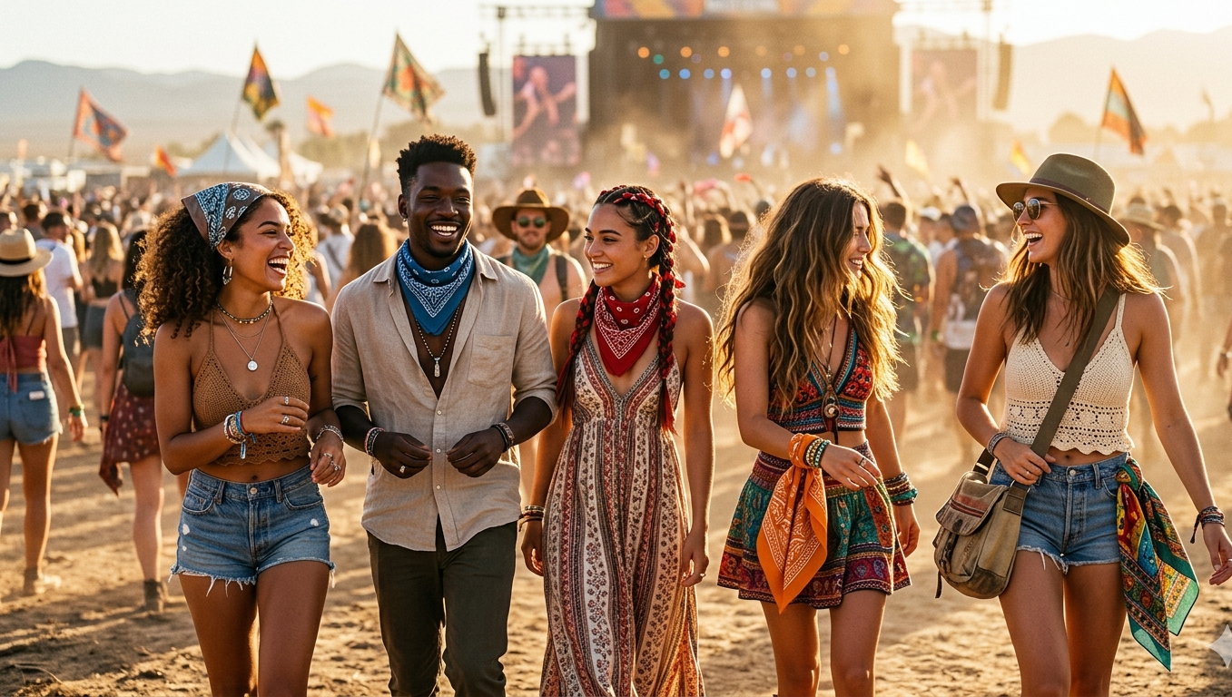 5 Ways to Style Hand-Block Printed Bandanas for Your Next Music Festival