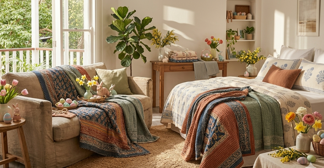 Celebrate Easter in Australia with Handmade Kantha Quilts by Dmaasa