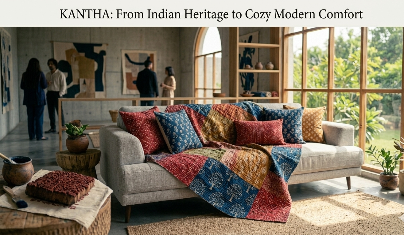 Buy Kantha Quilt Online: Handmade Indian Kantha Quilts for USA & UK Homes