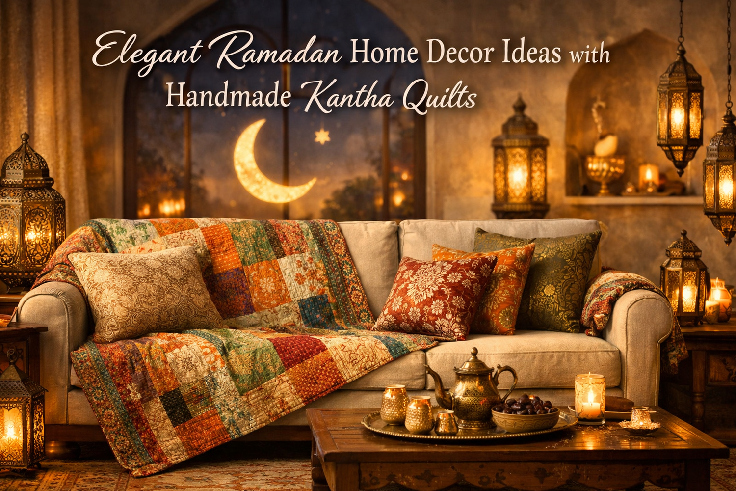 Elegant Ramadan Home Decor Ideas with Handmade Kantha Quilts