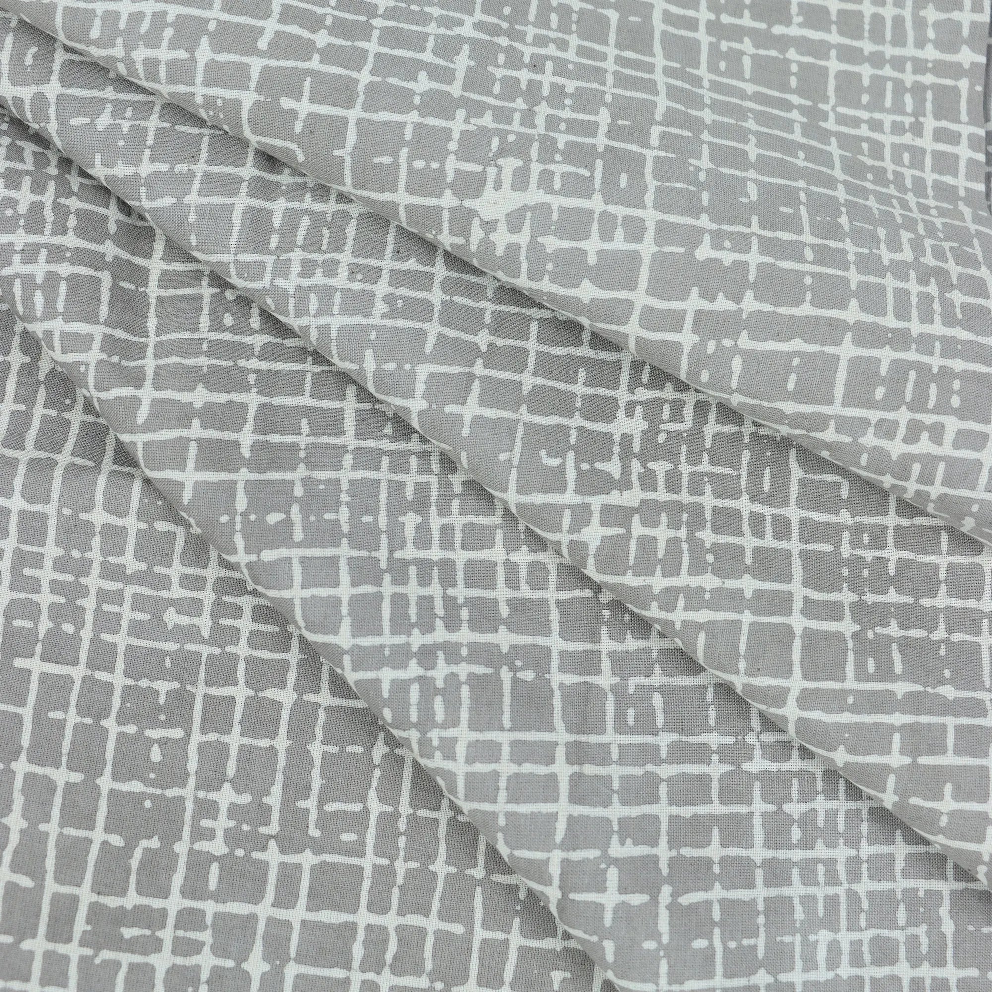 Kashish Grey Dabu Print Cotton Fabric
