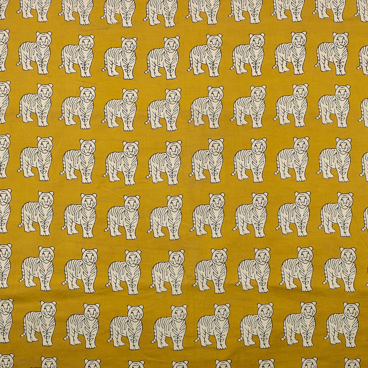Bagru Tiger Hand Block Printed Cotton Fabric by Yard