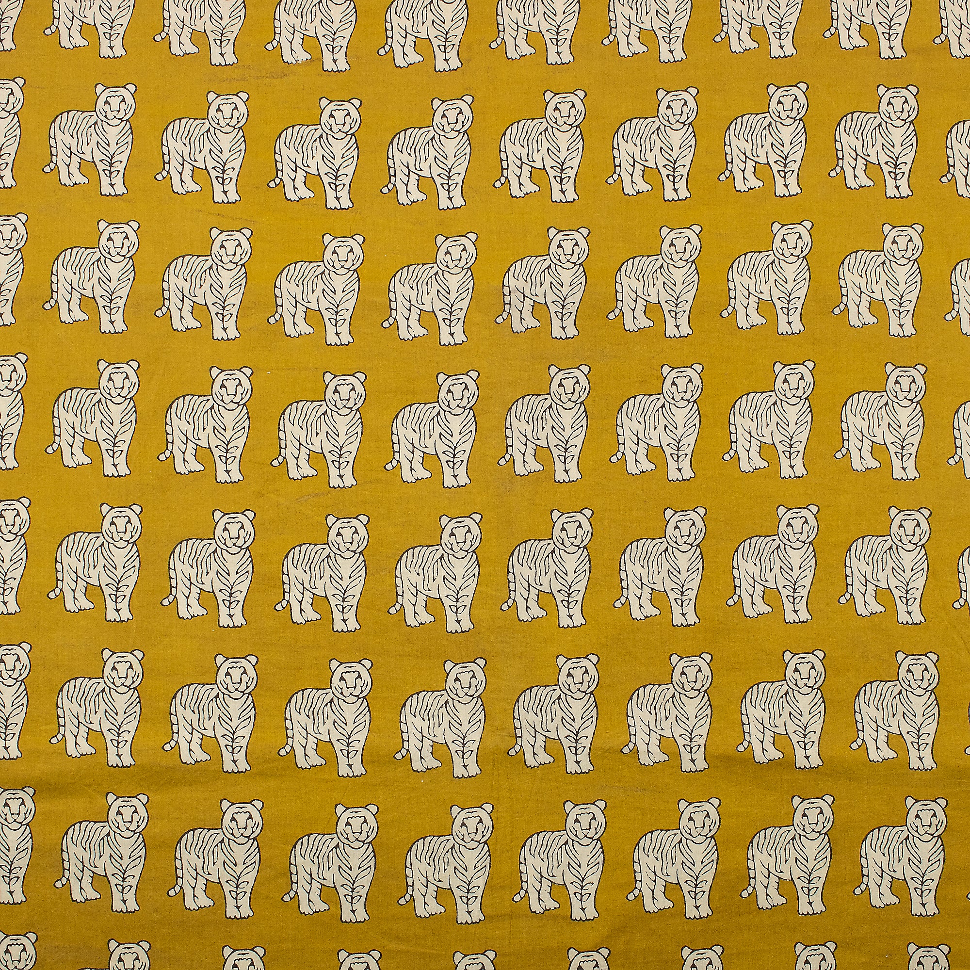Bagru Tiger Hand Block Printed Cotton Fabric by Yard
