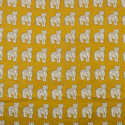 Bagru Tiger Hand Block Printed Cotton Fabric by Yard