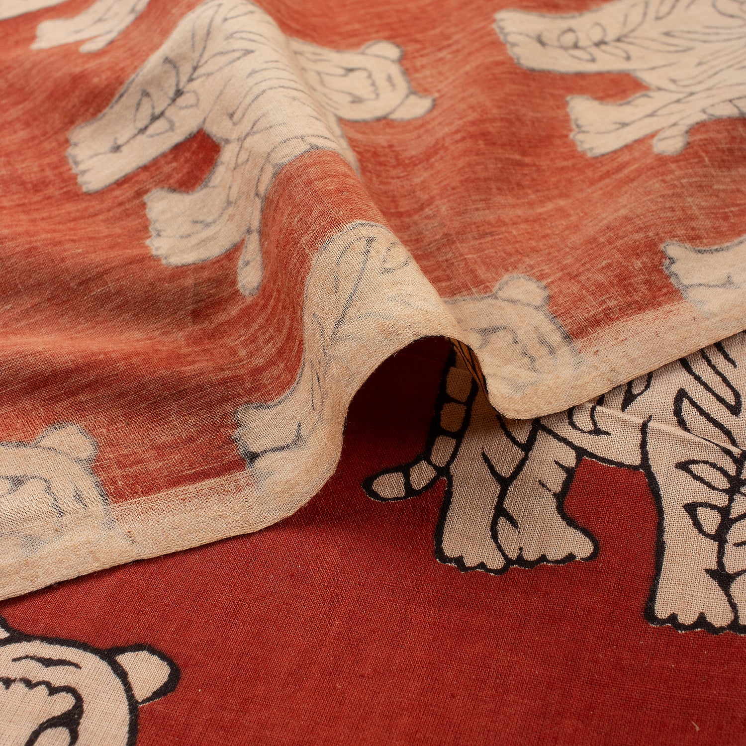 Animal Hand Block Printed Cotton Bagru Fabrc