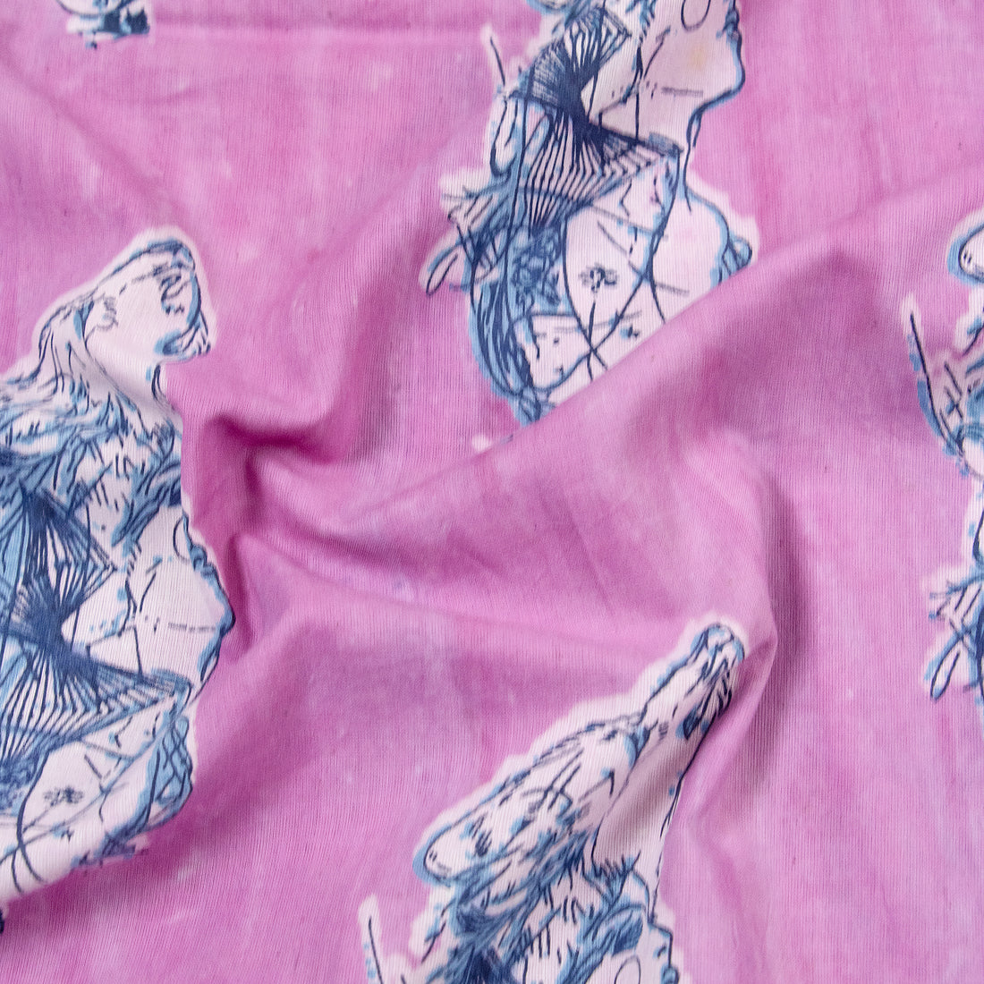 Animal Pink Hand Block Printed Cotton  Dabu Fabric