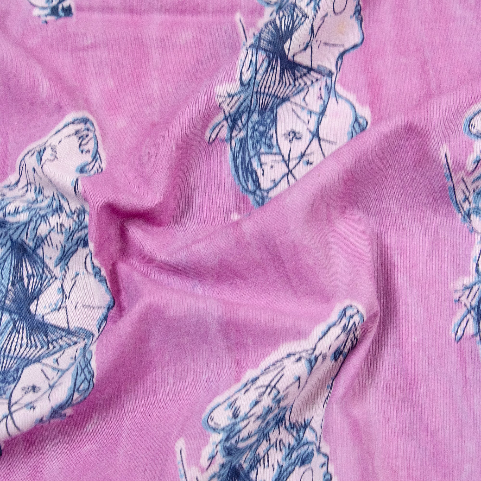 Animal Pink Hand Block Printed Cotton  Dabu Fabric