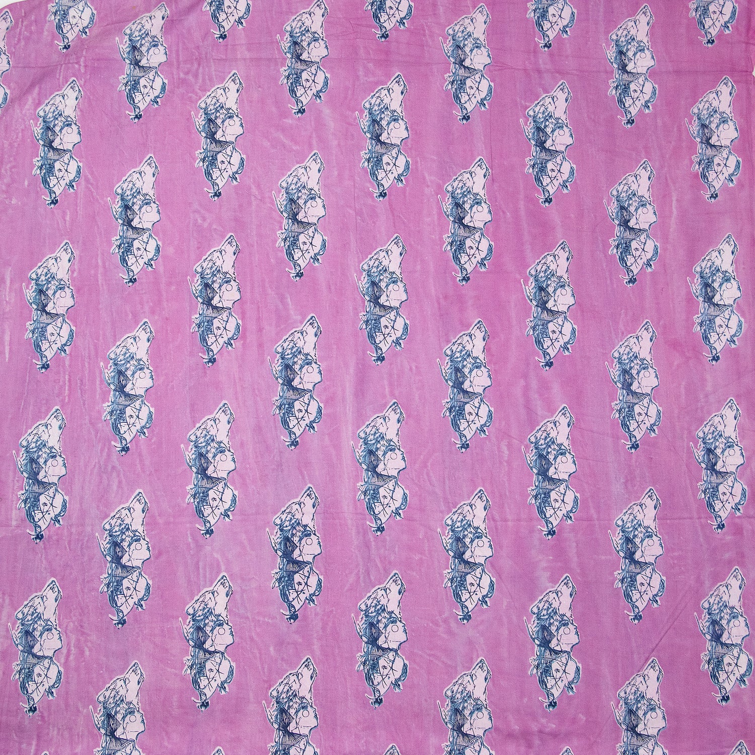 Animal Pink Hand Block Printed Cotton  Dabu Fabric