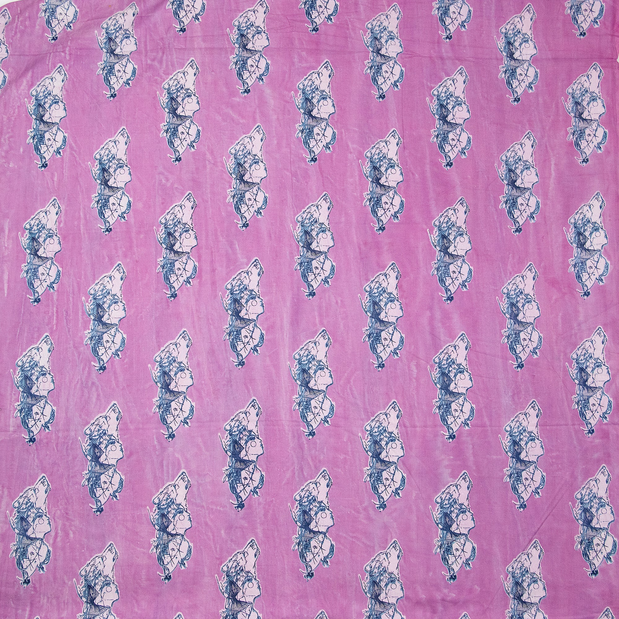 Animal Pink Hand Block Printed Cotton  Dabu Fabric