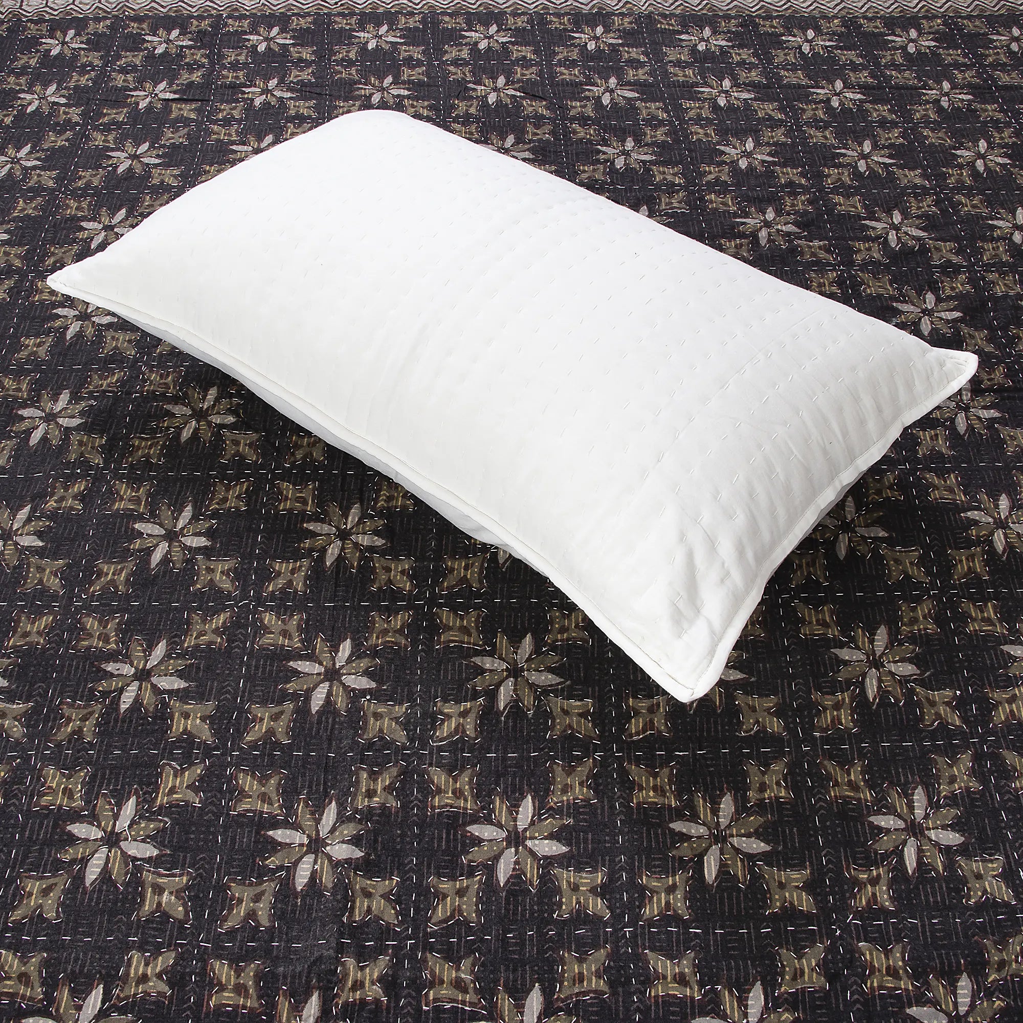 Brown Cotton Kantha Bedcover