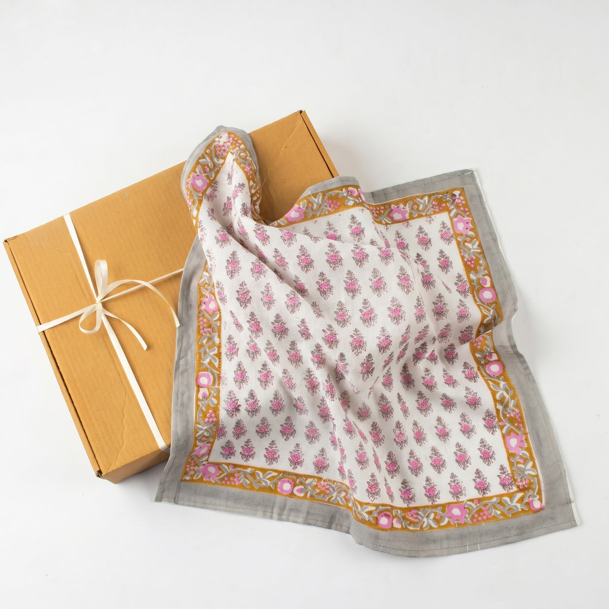 Hand Blocked Booti Printed Pure Cotton Hair Bandana for Women &amp; Men