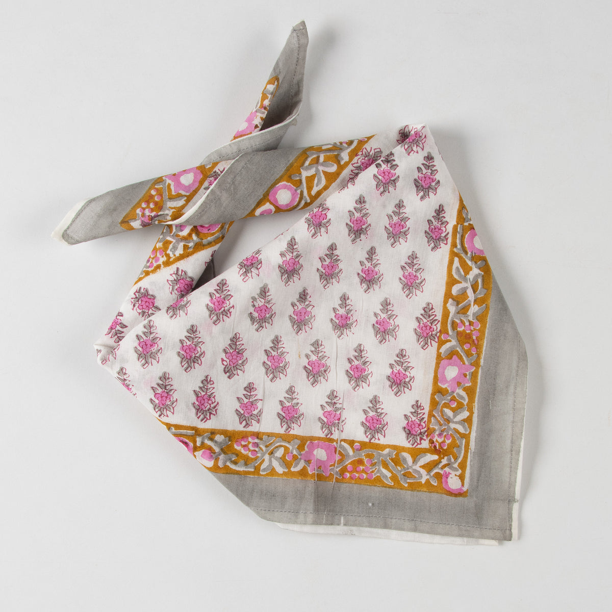 Hand Blocked Booti Printed Pure Cotton Hair Bandana for Women &amp; Men