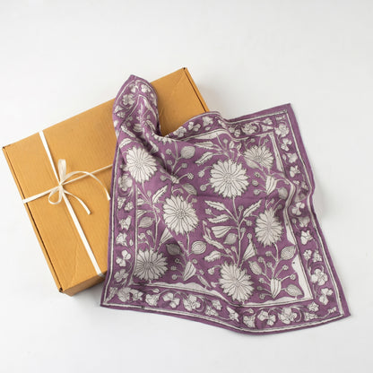 Floral Printed Purple Cotton Hair Bandana For Women