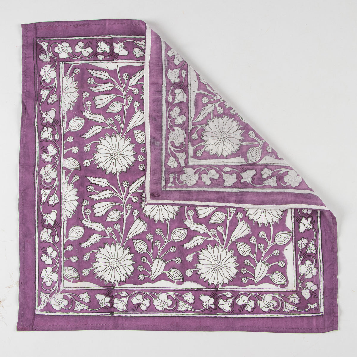 Floral Printed Purple Cotton Hair Bandana For Women