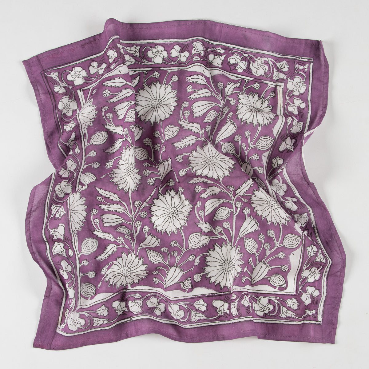 Floral Printed Purple Cotton Hair Bandana For Women