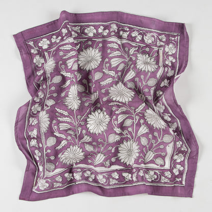 Floral Printed Purple Cotton Hair Bandana For Women