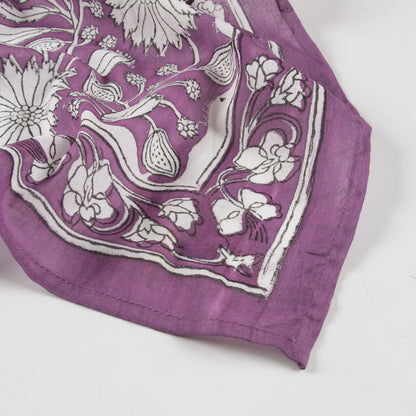 Floral Printed Purple Cotton Hair Bandana For Women