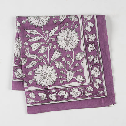 Floral Printed Purple Cotton Hair Bandana For Women