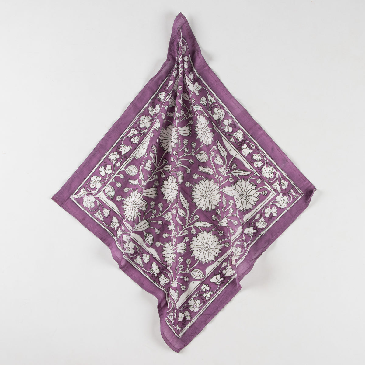 Floral Printed Purple Cotton Hair Bandana For Women