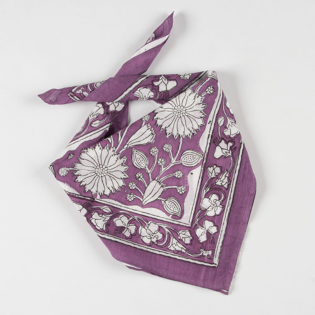 Floral Printed Purple Cotton Hair Bandana For Women