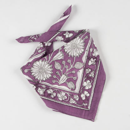 Floral Printed Purple Cotton Hair Bandana For Women