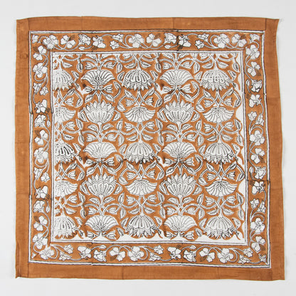 Brown Floral Hand Block Pure Cotton Head Bandana