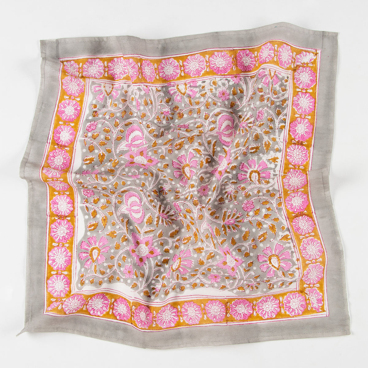 100% Cotton Hand Block Floral Printed Hair Bandana for Women