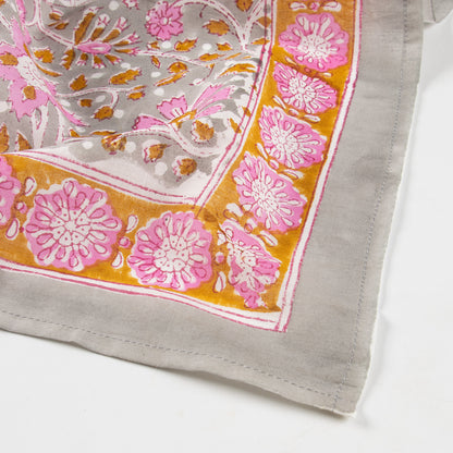 100% Cotton Hand Block Floral Printed Hair Bandana for Women