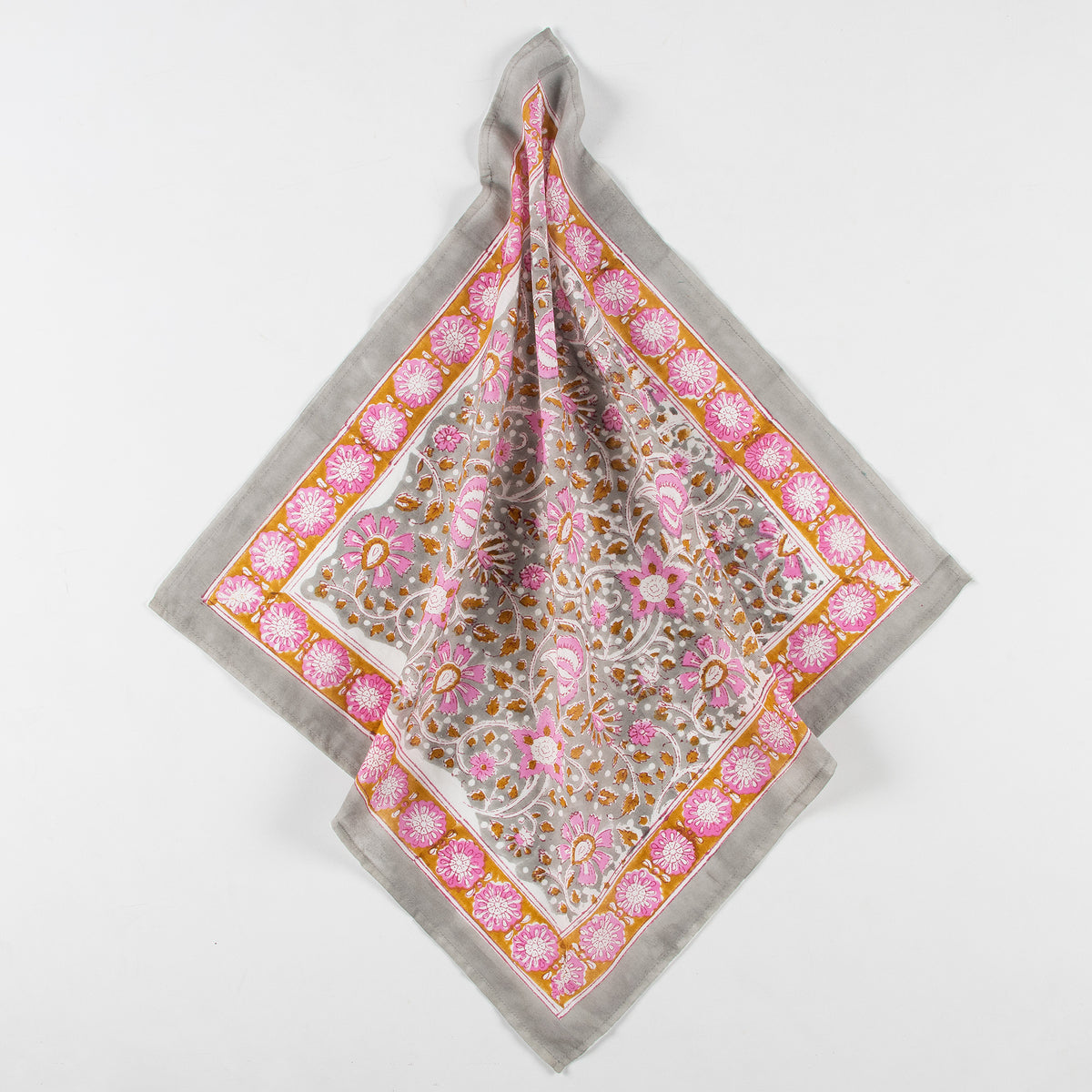 100% Cotton Hand Block Floral Printed Hair Bandana for Women