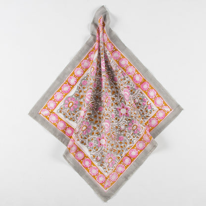 100% Cotton Hand Block Floral Printed Hair Bandana for Women
