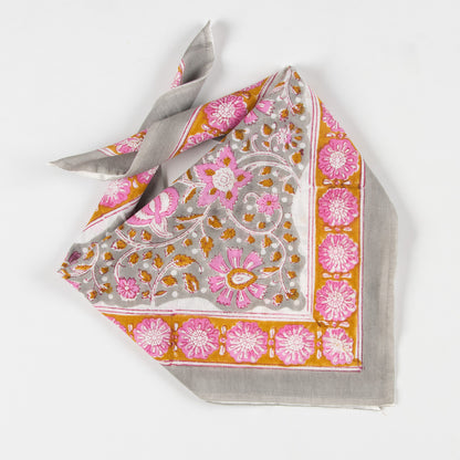 100% Cotton Hand Block Floral Printed Hair Bandana for Women