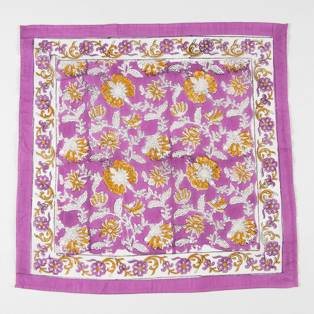 Purple Soft Hand Block Floral Printed Head Bandana For Men and Women