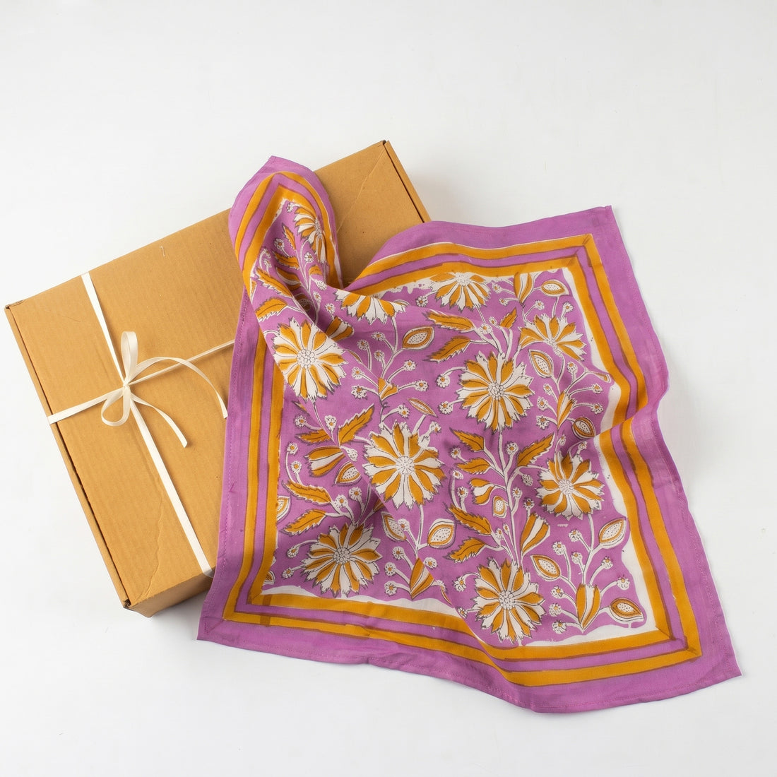 Indian Hand Printed Cotton Floral Print Hair Bandana