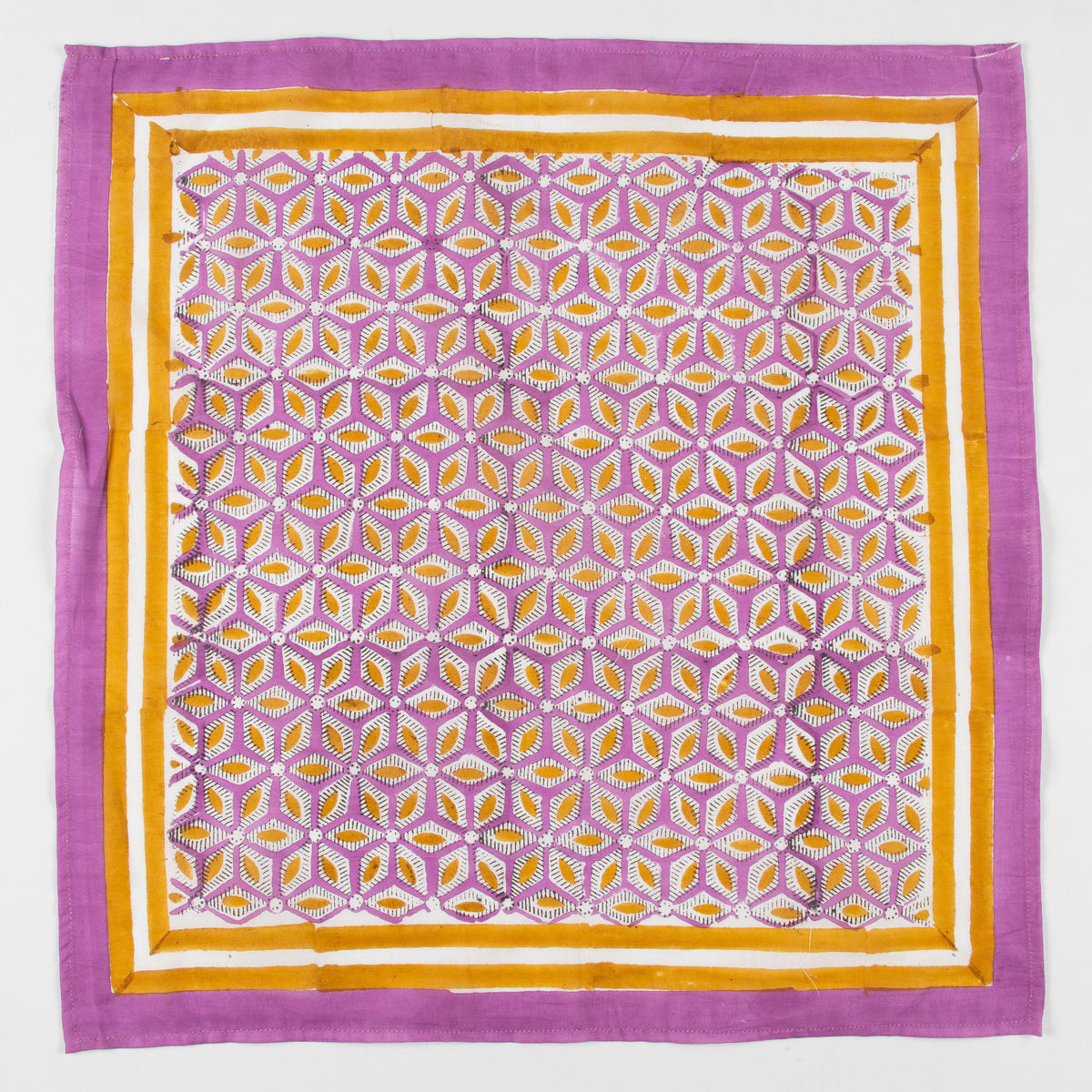 Hand Block Traditional Cotton Jaal Printed Head Bandana With Border