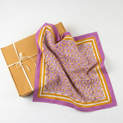 Hand Block Traditional Cotton Jaal Printed Head Bandana With Border