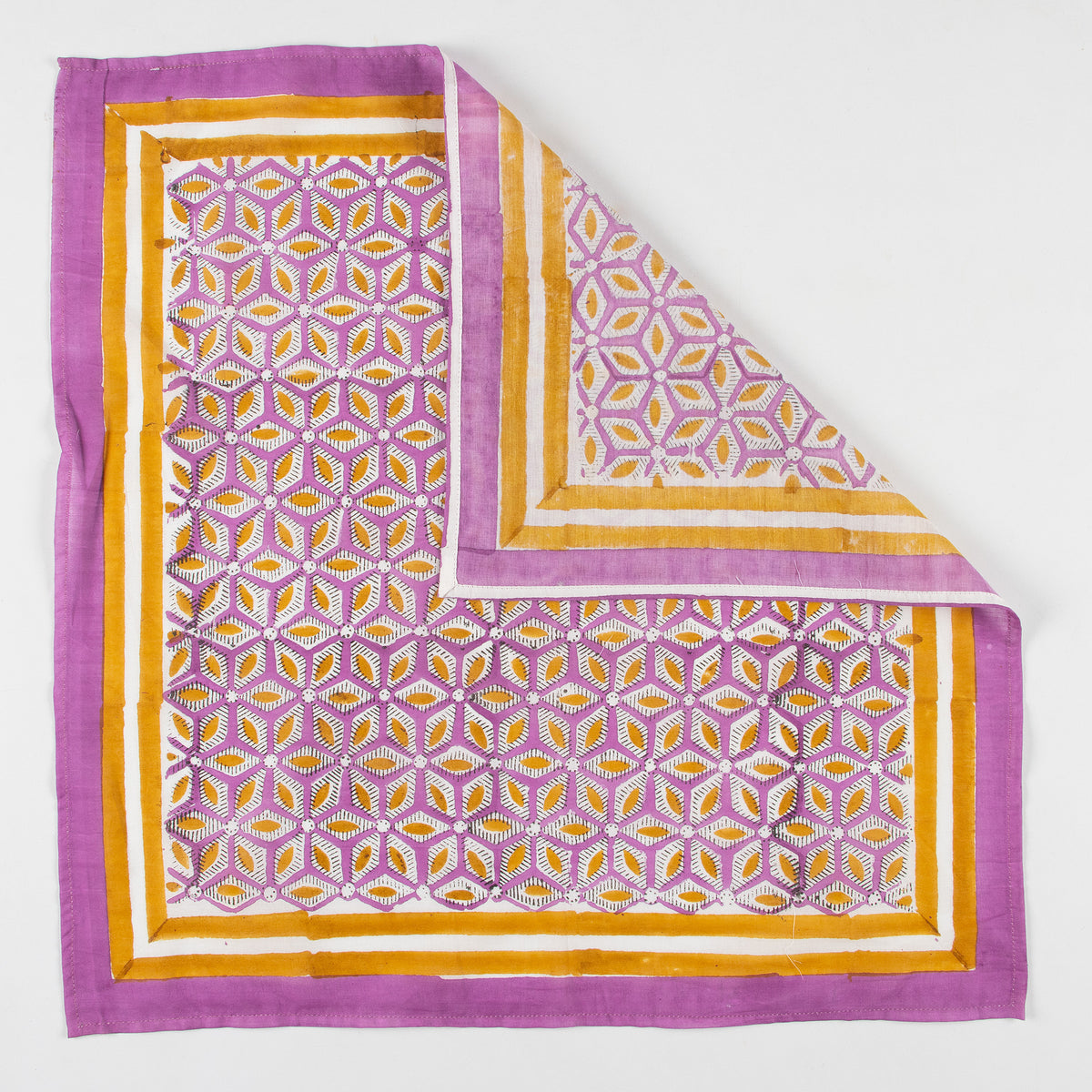 Hand Block Traditional Cotton Jaal Printed Head Bandana With Border