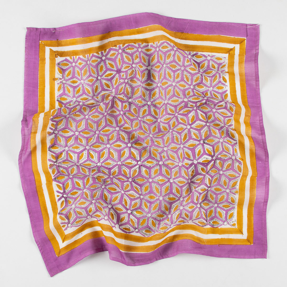 Hand Block Traditional Cotton Jaal Printed Head Bandana With Border